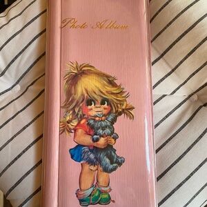 Vintage Pink Photo Album with Cute Kitsch Girl & Boy